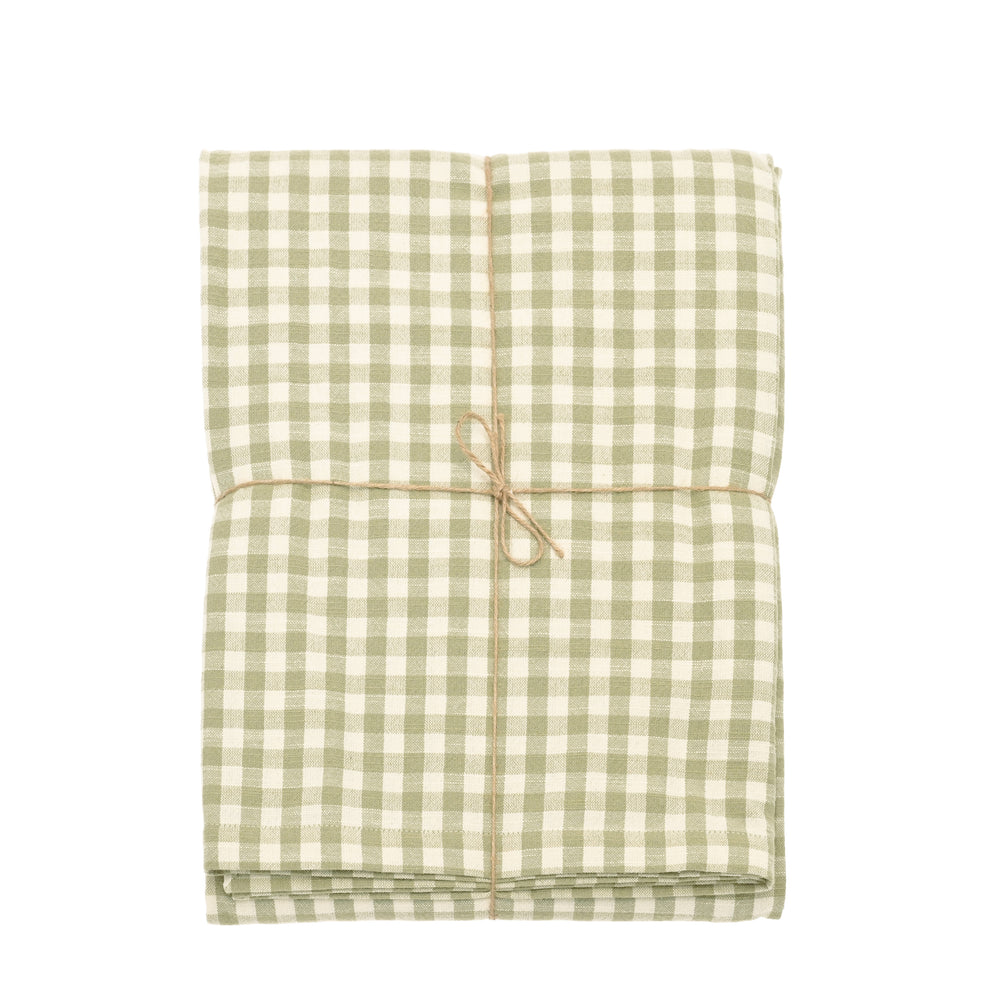 Walton & Co Gingham Cotton Tablecloth, Pale Olive
