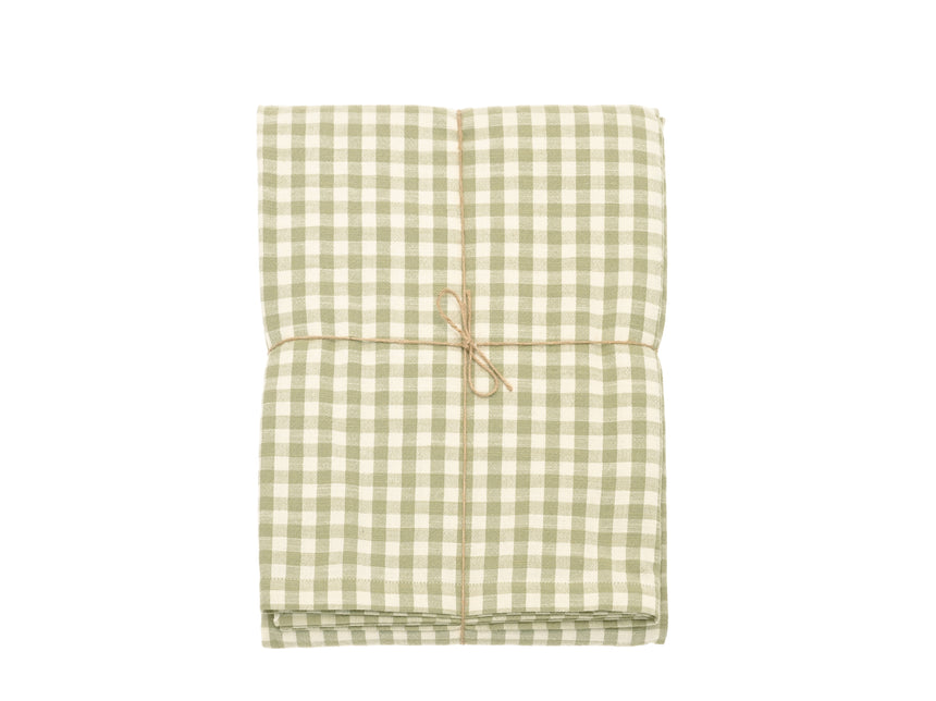 Walton & Co Gingham Cotton Tablecloth, Pale Olive