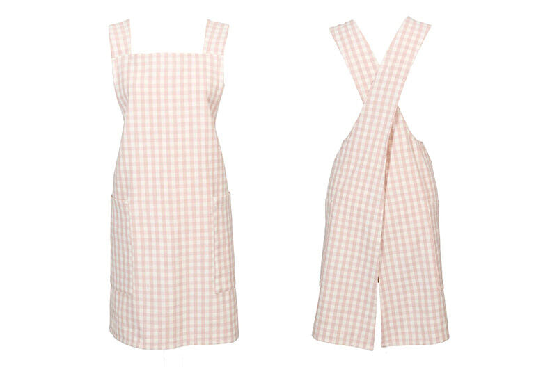 Walton & Co Gingham Crossback Apron, Plaster Pink