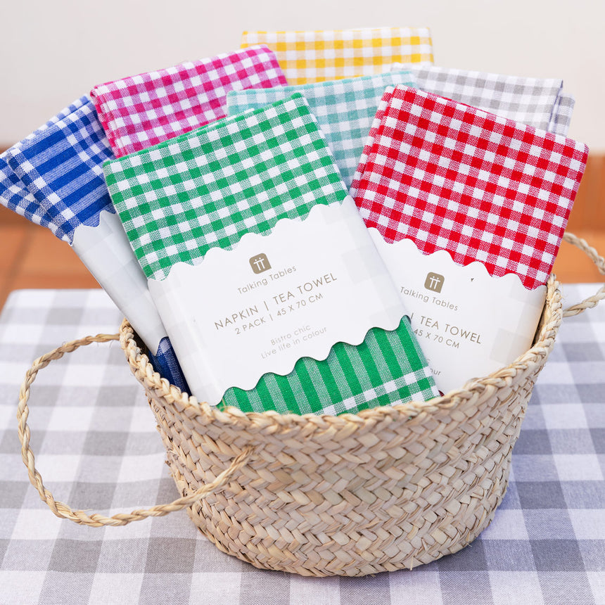 Bon Appetit Cotton Gingham Tea Towels, Green (Set Of 2)