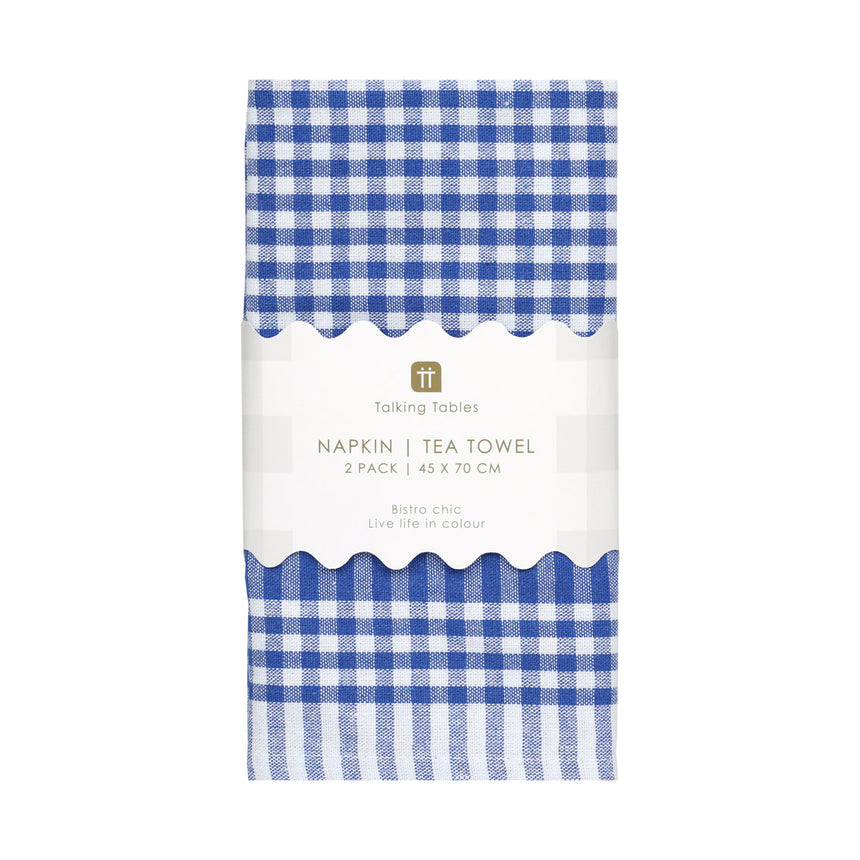 Bon Appetit Cotton Gingham Tea Towels, Blue (Set Of 2)