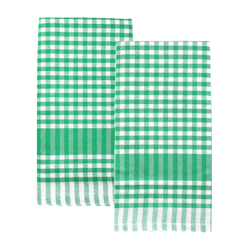 Bon Appetit Cotton Gingham Tea Towels, Green (Set Of 2)