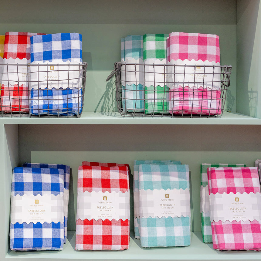 Talking Tables Bon Appetit Gingham Cotton Tablecloth, Blue