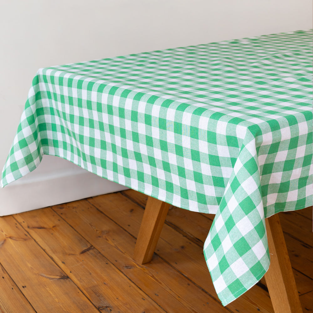 Talking Tables Bon Appetit Gingham Cotton Tablecloth, Green