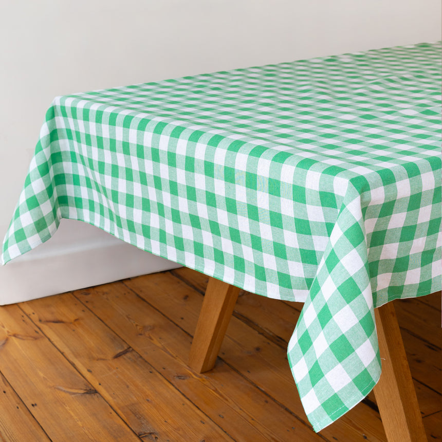 Talking Tables Bon Appetit Gingham Cotton Tablecloth, Green