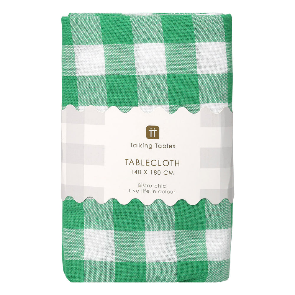 Talking Tables Bon Appetit Gingham Cotton Tablecloth, Green