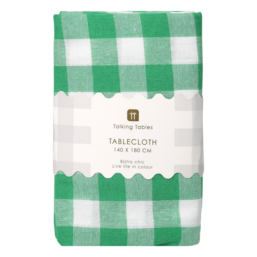 Talking Tables Bon Appetit Gingham Cotton Tablecloth, Green