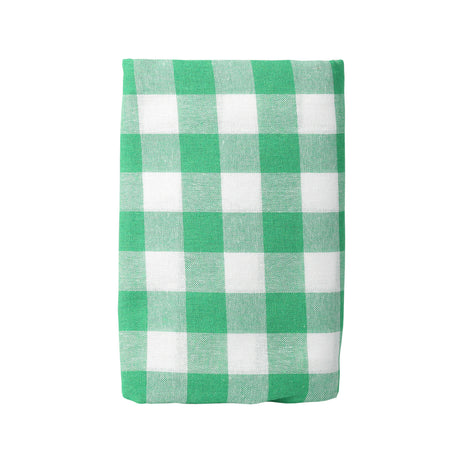Green and white checkered tablecloth  on a white background