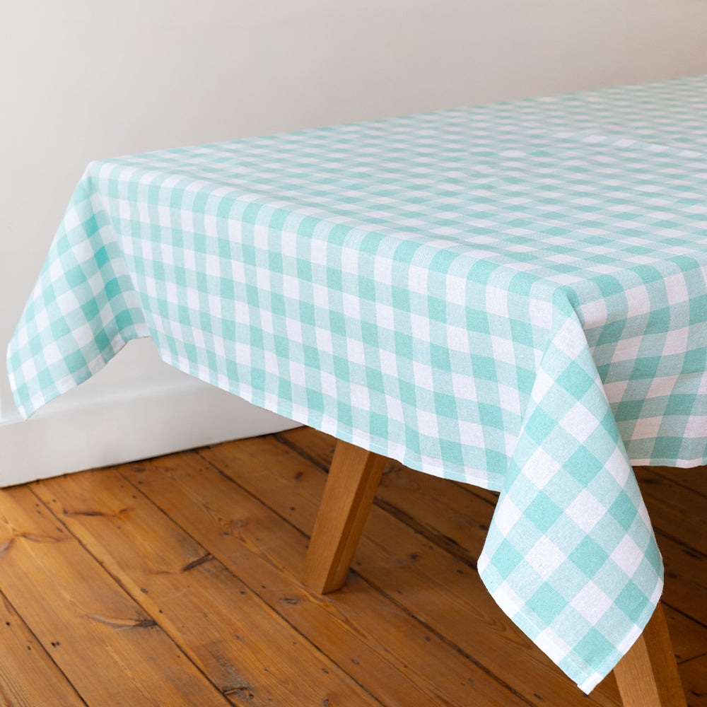 Talking Tables Bon Appetit Gingham Cotton Tablecloth, Mint