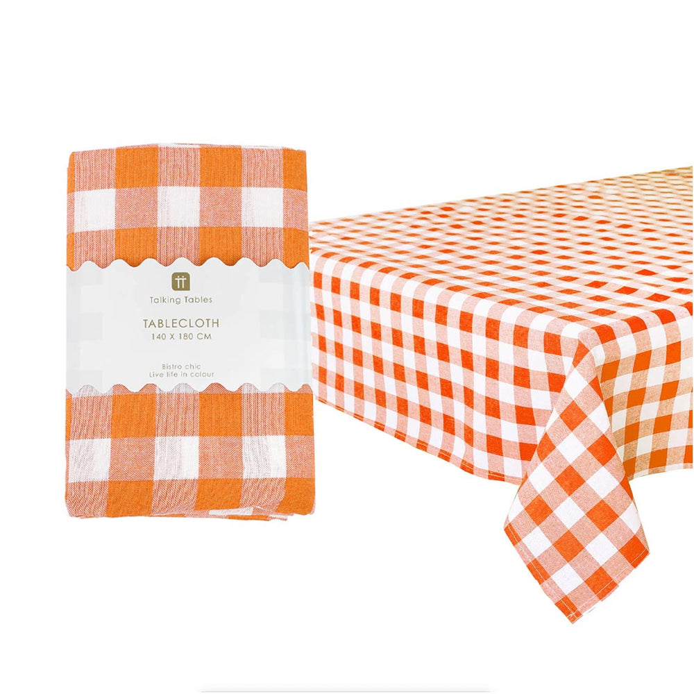 Talking Tables Bon Appetit Gingham Cotton Tablecloth, Orange