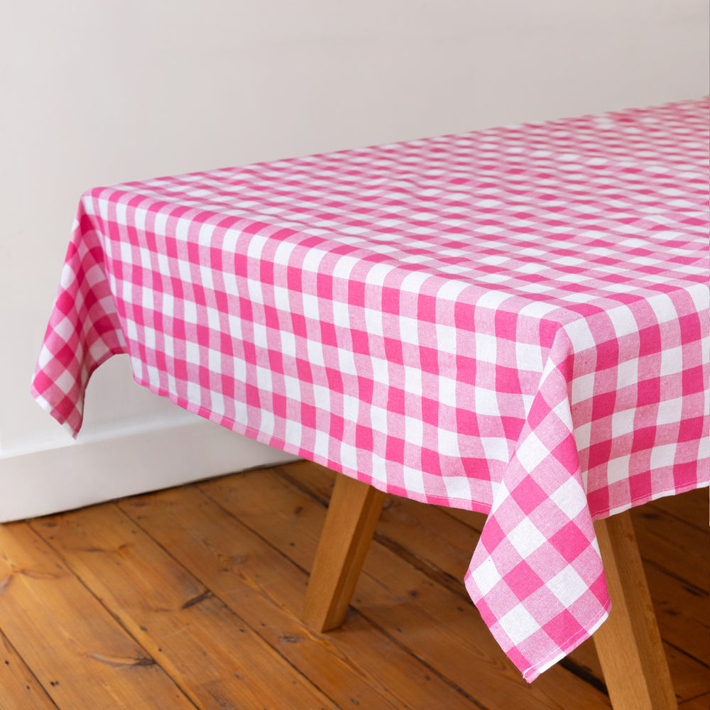 Talking Tables Bon Appetit Gingham Cotton Tablecloth, Raspberry