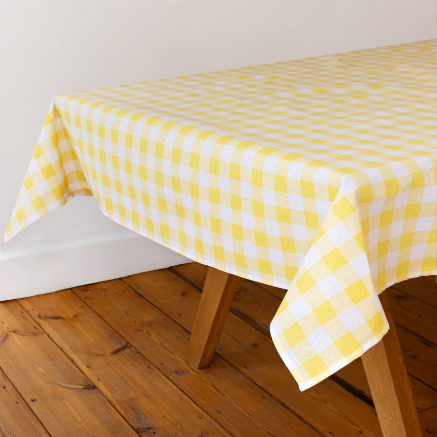 Talking Tables Bon Appetit Gingham Cotton Tablecloth,Yellow