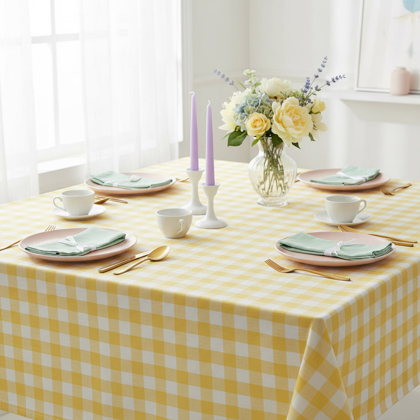 Talking Tables Bon Appetit Gingham Cotton Tablecloth,Yellow