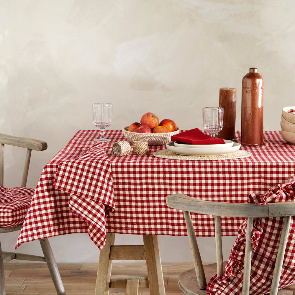 Walton & Co Gingham Cotton Tablecloth, Red