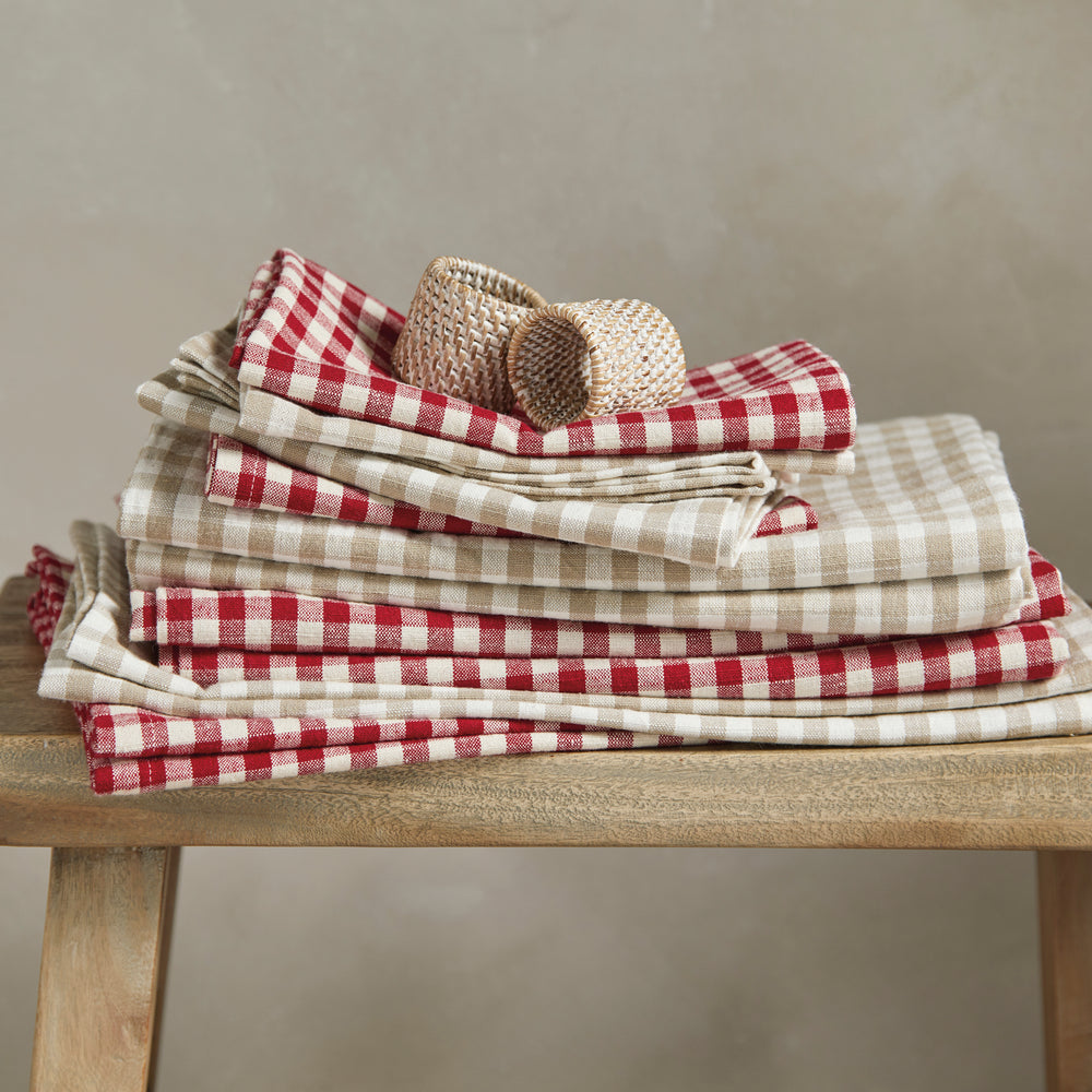 Walton & Co Gingham Cotton Tablecloth, Red
