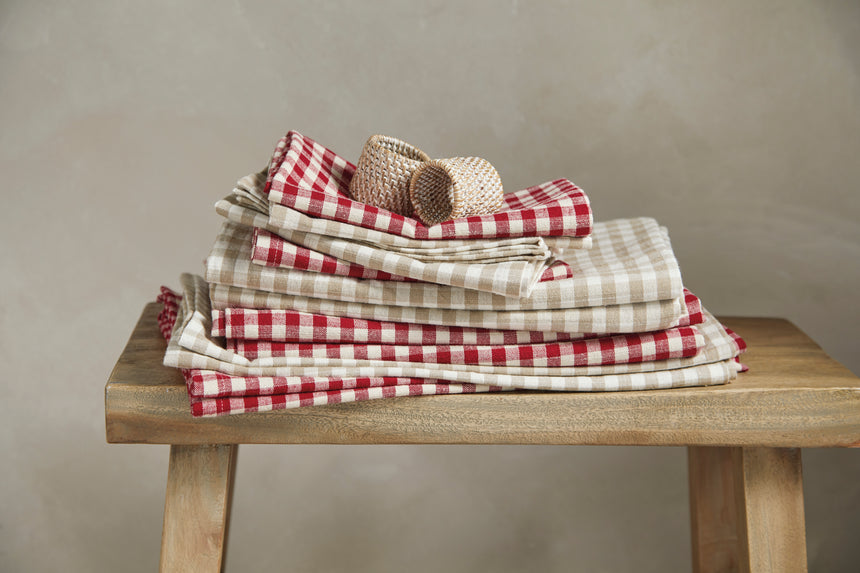 Walton & Co Gingham Cotton Tablecloth, Red