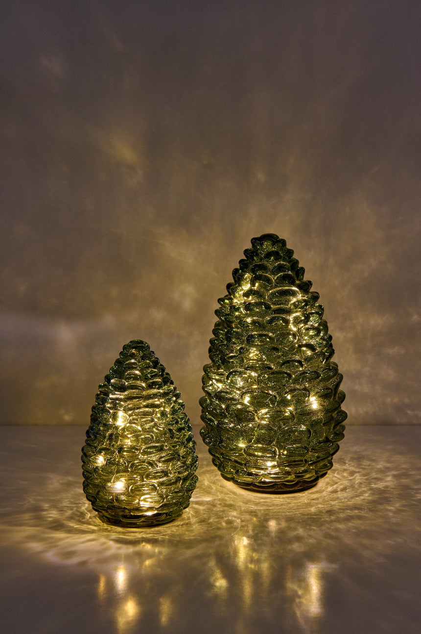 Glass Pinecone LED Light, Evergreen