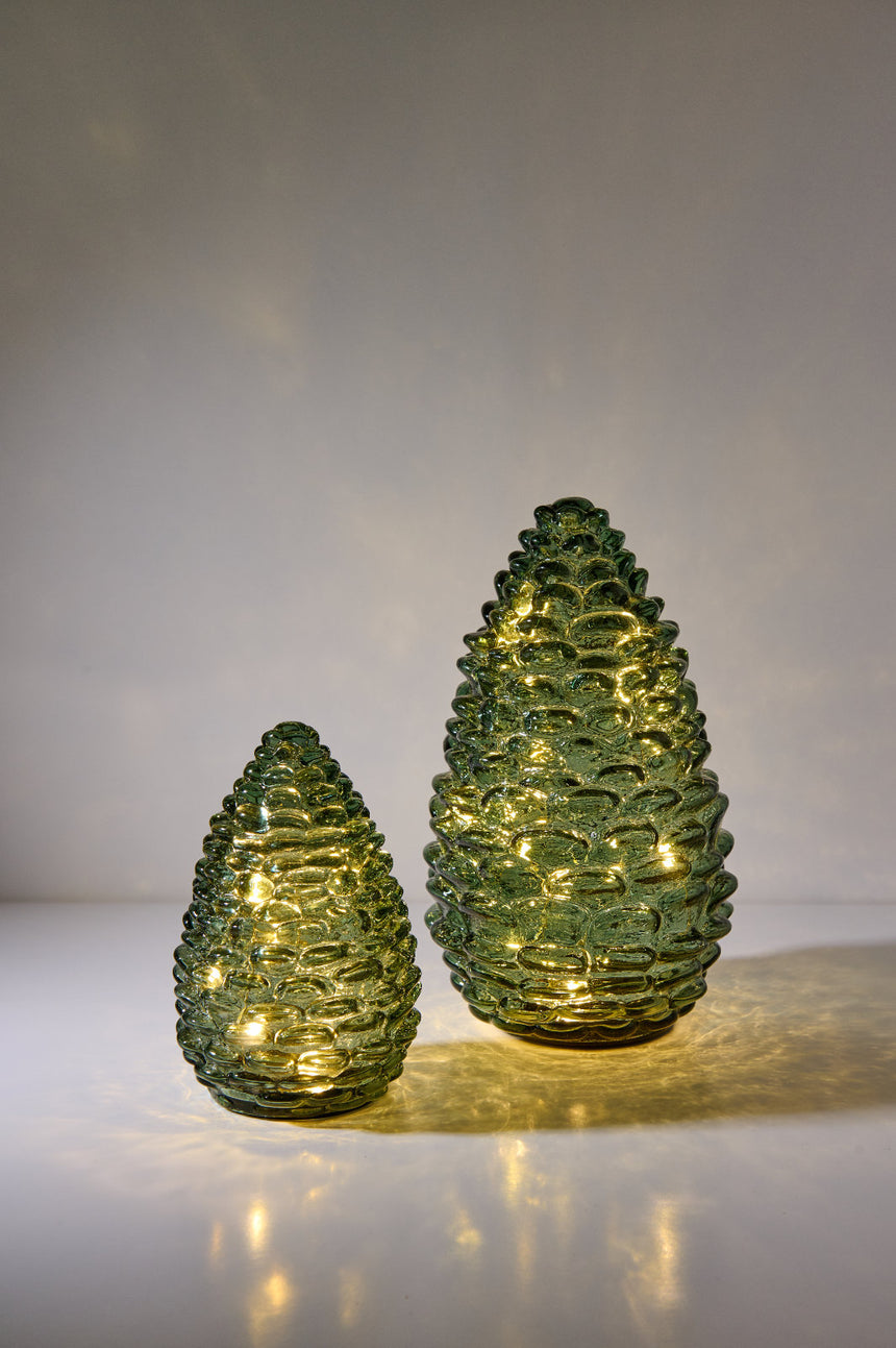 Glass Pinecone LED Light, Evergreen