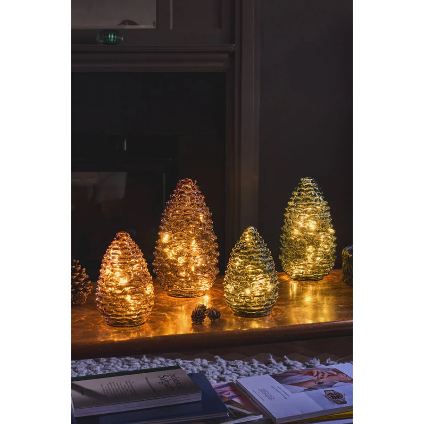 Glass Pinecone LED Light, Evergreen