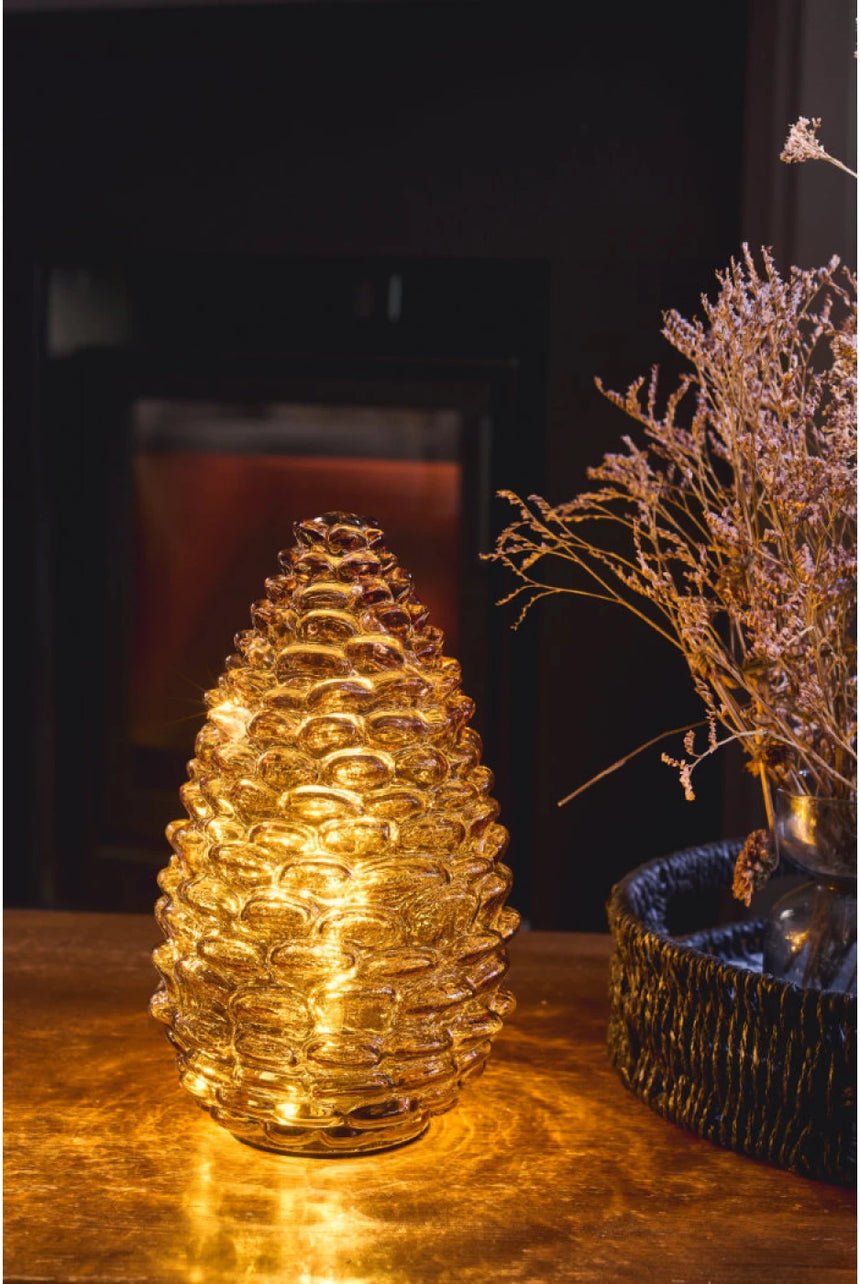 Glass Pinecone LED Light, Amber