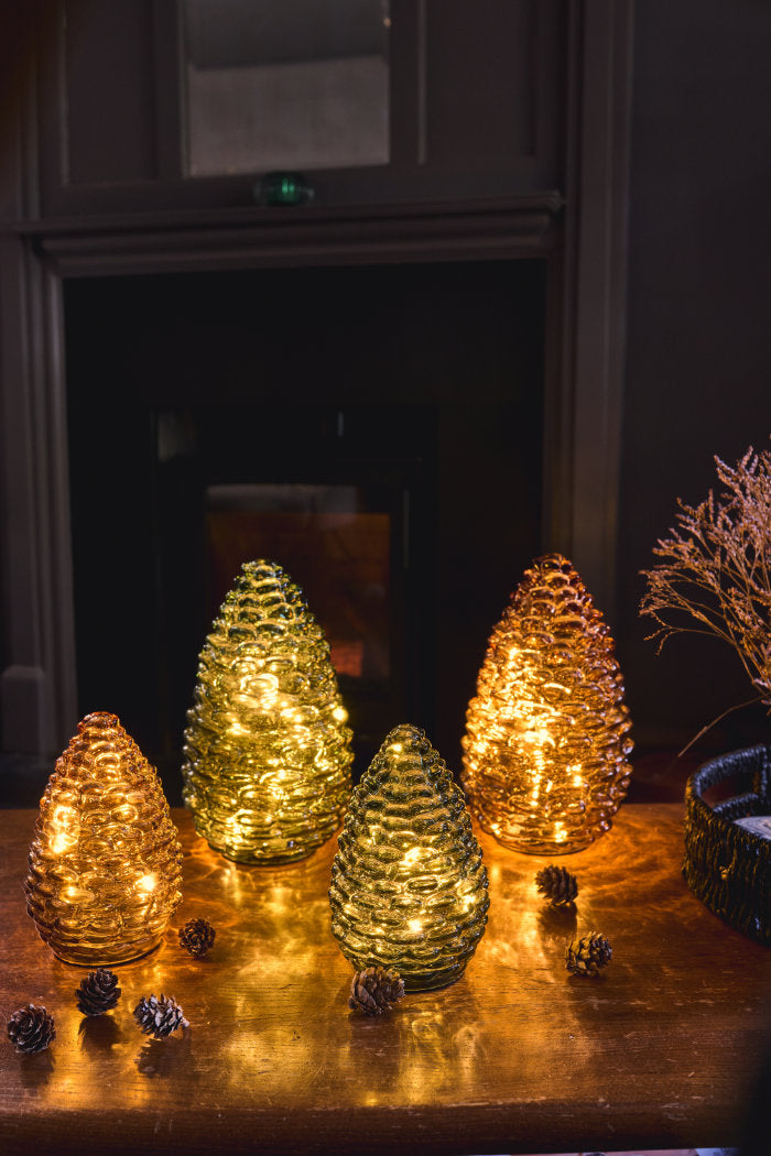 Glass Pinecone LED Light, Amber