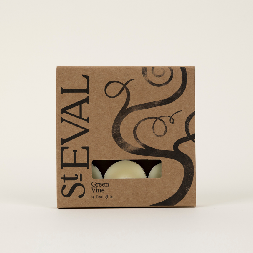 St Eval Green Vine Scented Tealights, (Set Of 9)