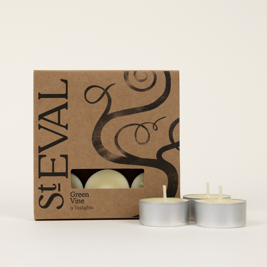 St Eval Green Vine Scented Tealights, (Set Of 9)