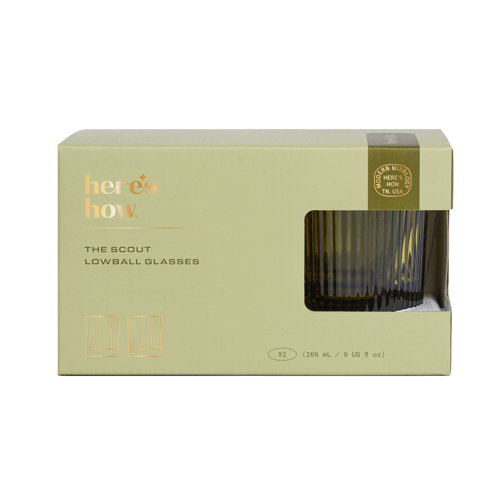 Here's How the Scout Lowball Glass, Olive (Set of 2)