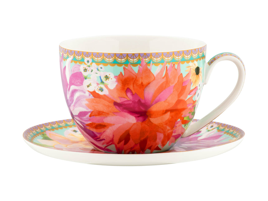 Maxwell & Williams Teas & C’S Dahlia Daze Breakfast Cup & Saucer, Sky