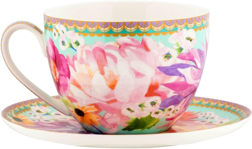 Maxwell & Williams Teas & C’S Dahlia Daze Breakfast Cup & Saucer, Sky