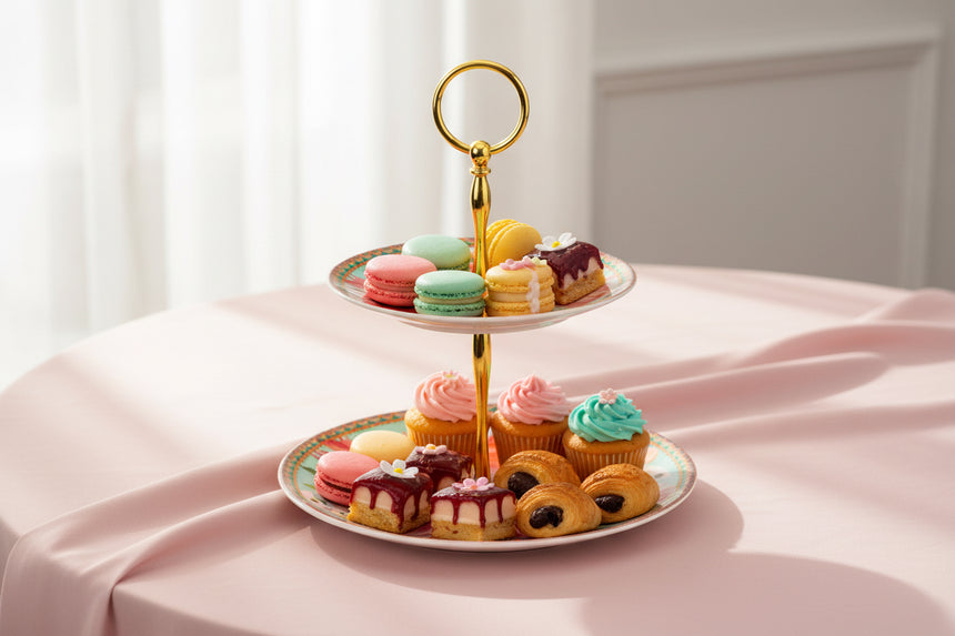 Maxwell & Williams Teas & C’S Dahlia Daze 2 Tiered Cake Stand, Sky