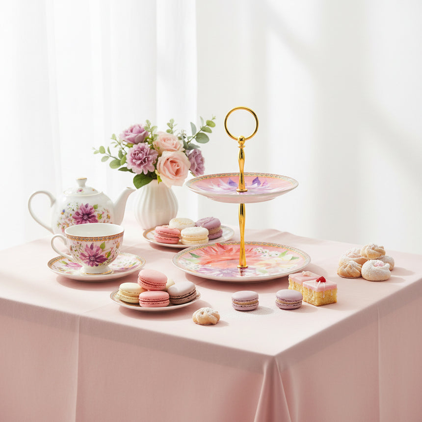 Maxwell & Williams Teas & C’S Dahlia Daze 2 Tiered Cake Stand, Pink