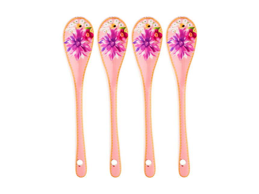 Maxwell & Williams Teas & C’S Dahlia Daze Ceramic Teaspoons, Pink (Set Of 4 )