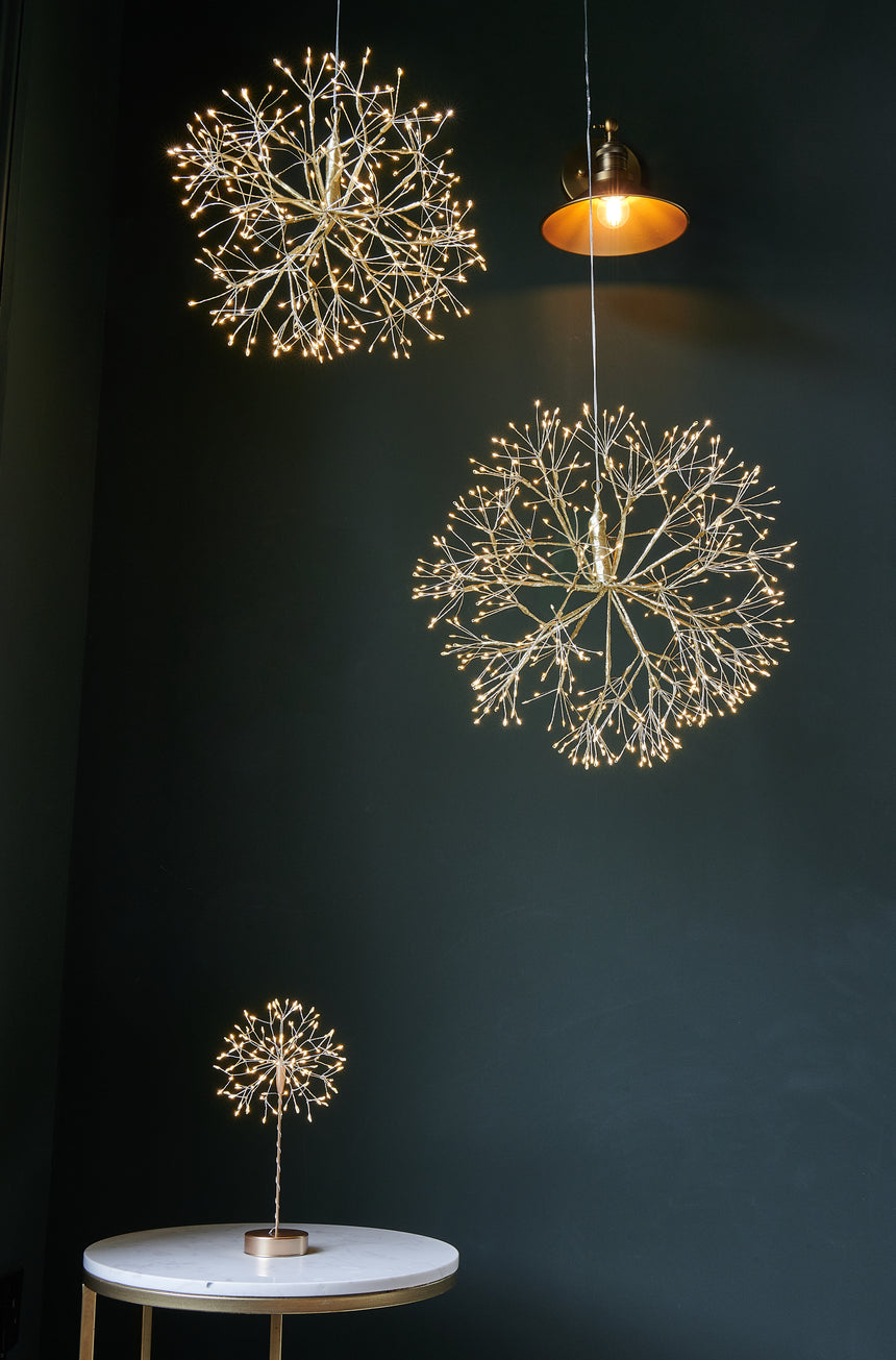 Hanging Dandelion LED Light, Gold (Mains powered )