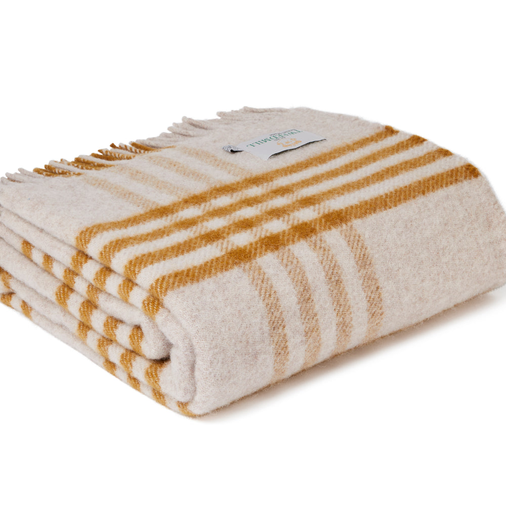Tweedmill Hex Check Pure New Wool Throw, English Mustard