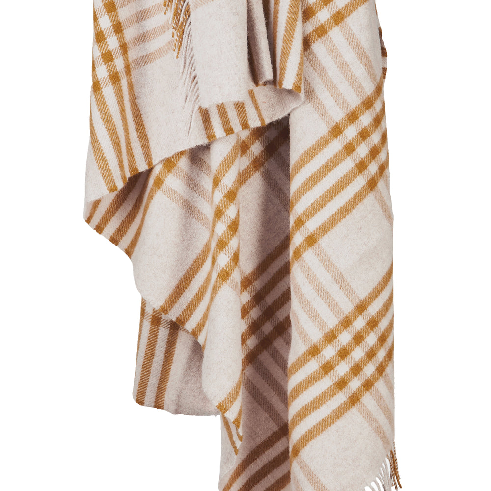 Tweedmill Hex Check Pure New Wool Throw, English Mustard