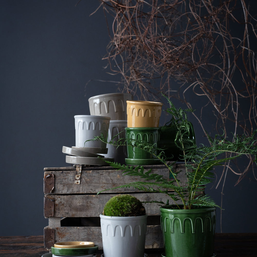 Wikholm Lykke Ceramic Plant Pot & Saucer
