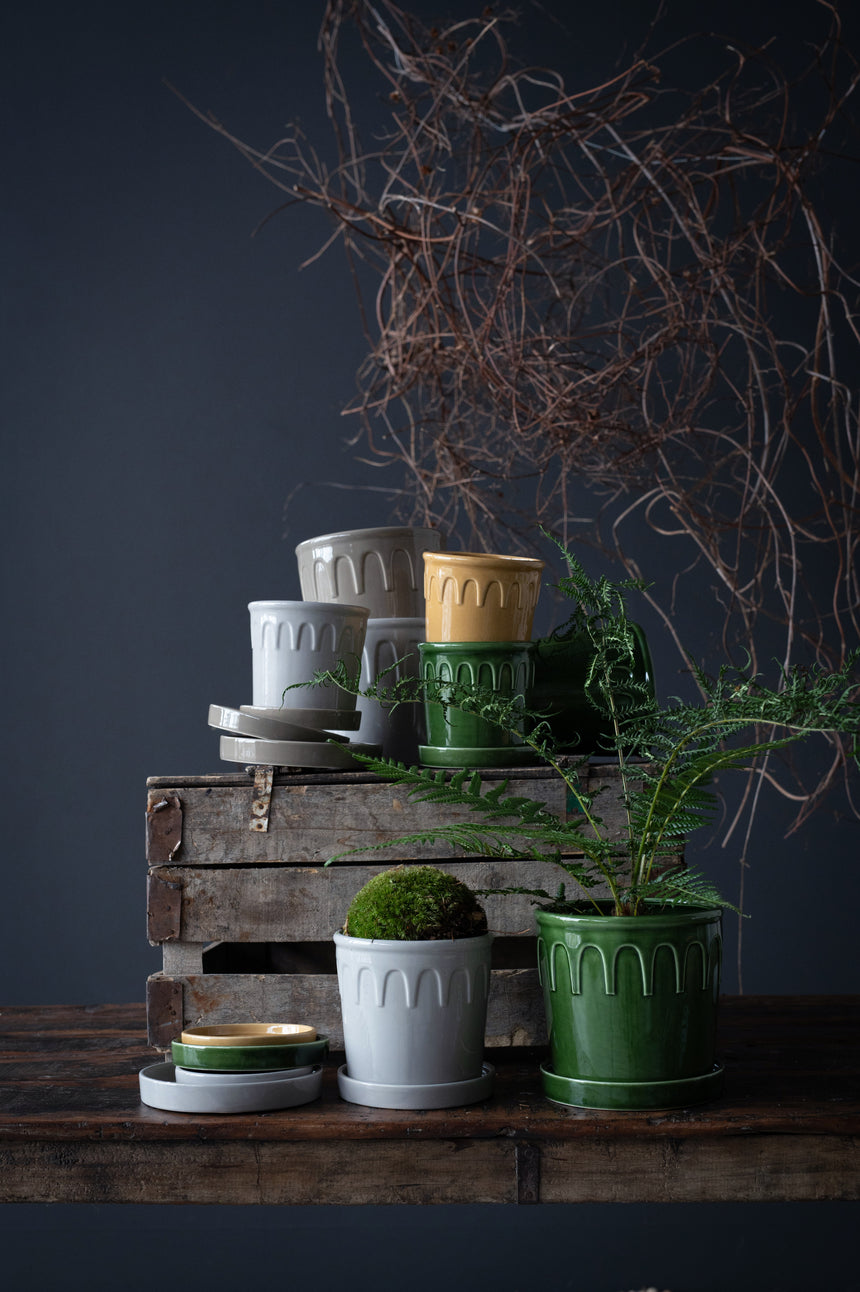 Wikholm Lykke Ceramic Plant Pot & Saucer
