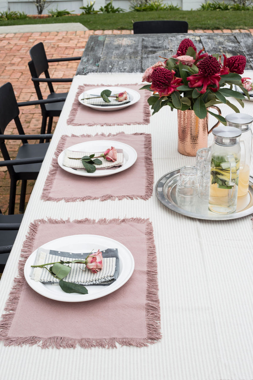 Morgan Wright Manor Stripe Tablecloth, Taupe
