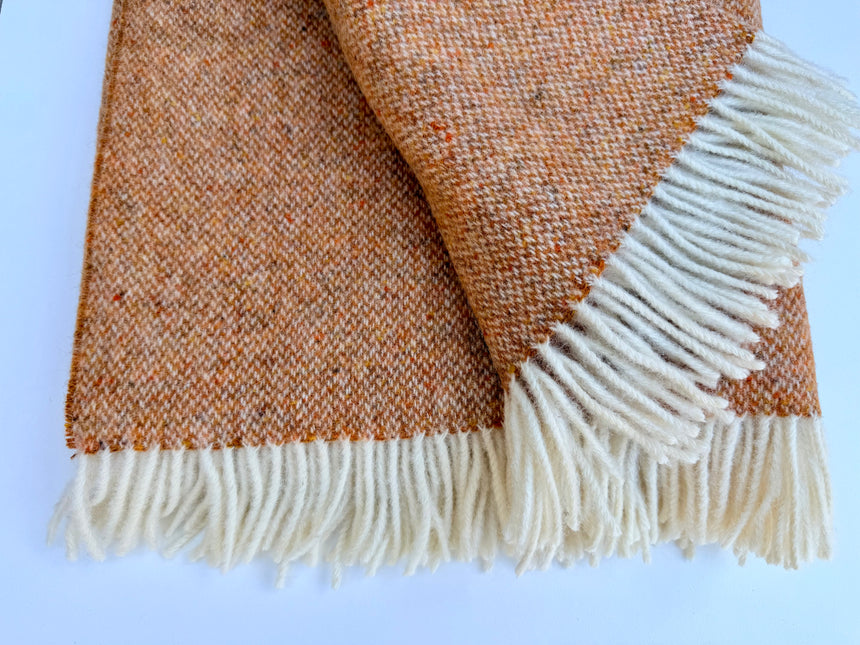 Bronte By Moon Donegal Pure New Wool Throw, Orange