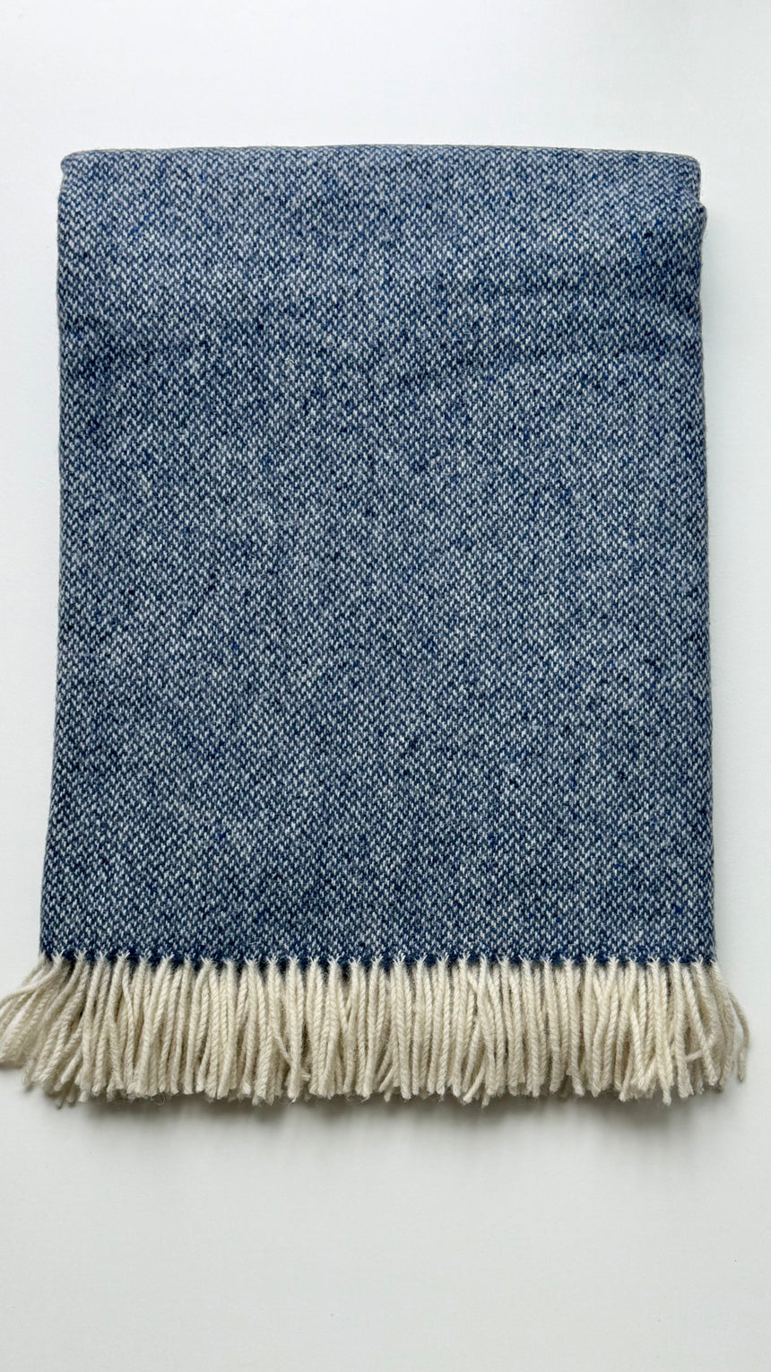 Bronte By Moon Donegal Pure New Wool Throw, Speckled Blue