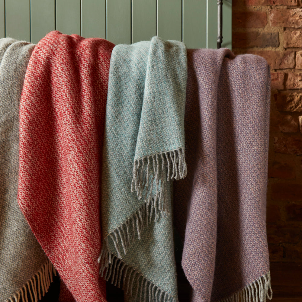 Tweedmill Illusion Pure New Wool Throw, Spearmint & Grey