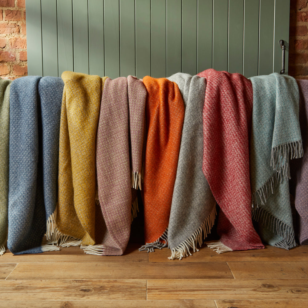 Tweedmill Illusion Pure New Wool Throw, Spearmint & Grey