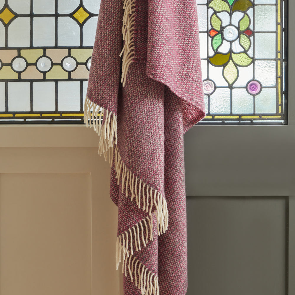 Tweedmill Illusion Pure New Wool Throw, Pink & Grey