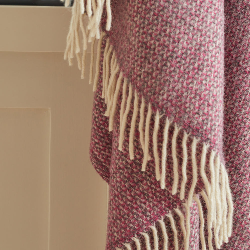 Tweedmill Illusion Pure New Wool Throw, Pink & Grey