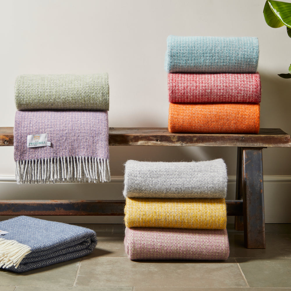 Tweedmill Illusion Pure New Wool Throw, Yellow & Grey