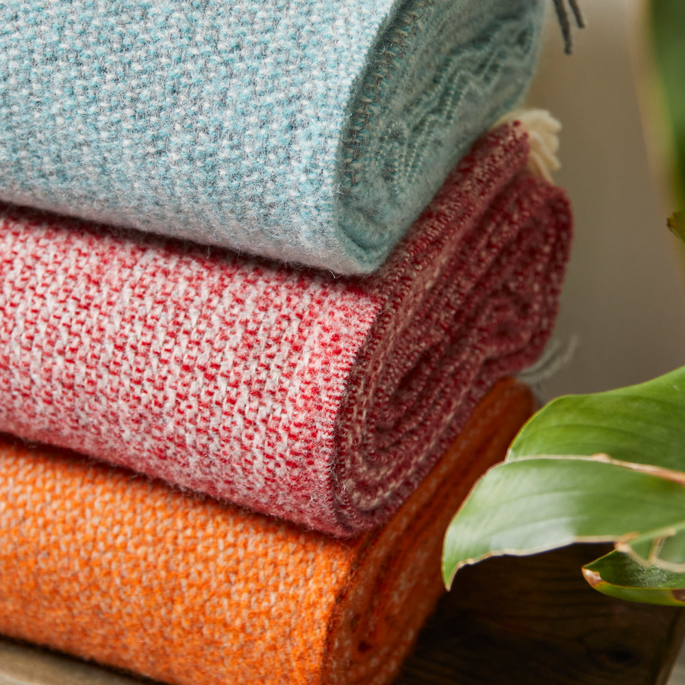 Tweedmill Illusion Pure New Wool Throw Blanket, Red & Silver