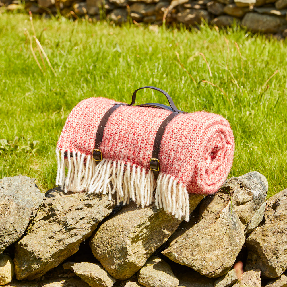 Tweedmill Polo Picnic Rug, lllusion Red & Silver