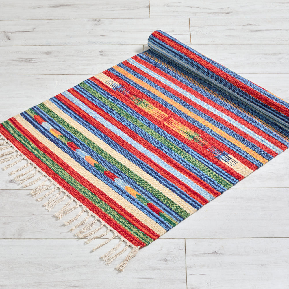 Walton & Co Kilim Narrow Stripe Cotton Rug