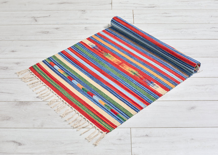 Walton & Co Kilim Narrow Stripe Cotton Rug
